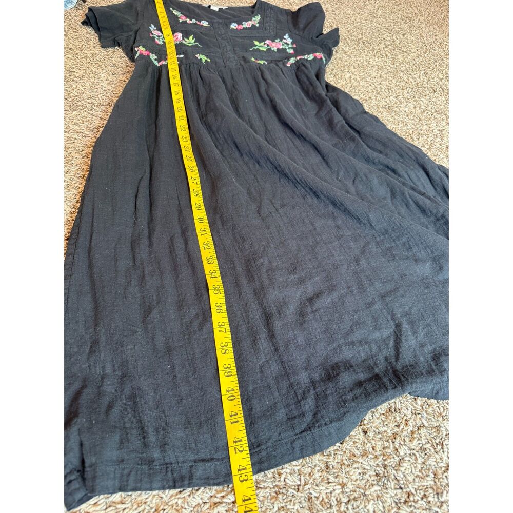 April Cornell Black Gauzy Dress Womens Sz M Floral Embroidered Boho COTTON - Picture 8 of 8